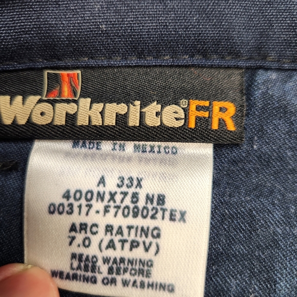 Workrite Fire Resistant/Nomex Mens Work Pants 2112 Cat 1 Navy Blue Size 33X - Picture 2 of 8